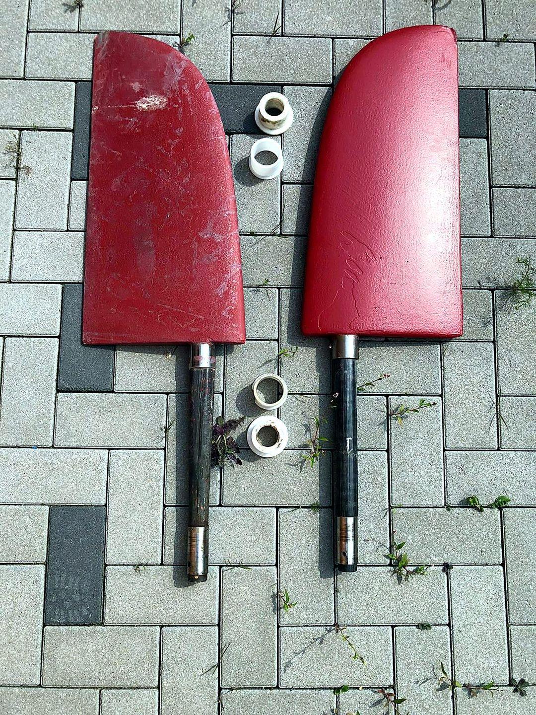 Replacement rudder set photographed in the Netherlands